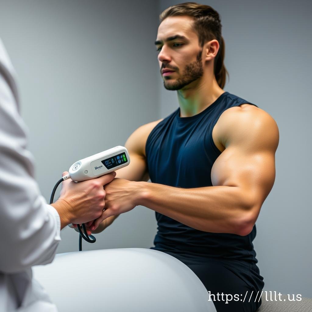 Athlete receiving LLLT Device treatment for muscle recovery