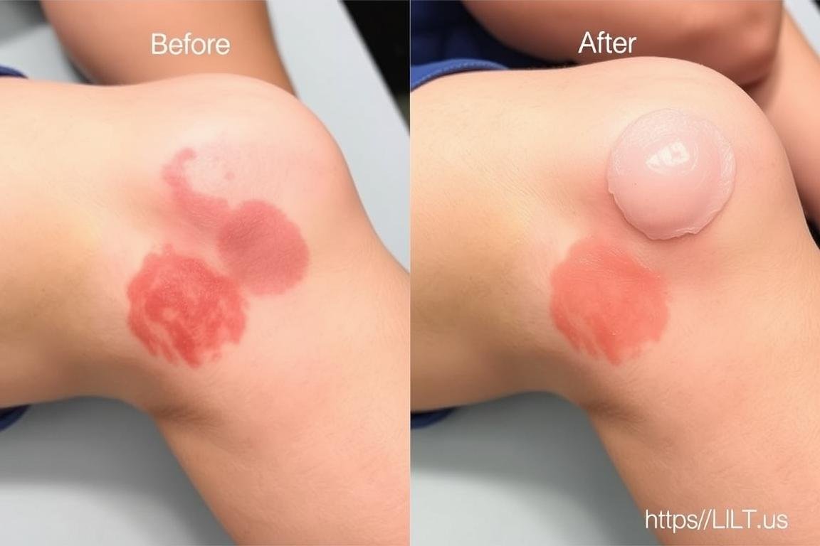 Before and after images showing improvement in skin condition with LLLT clothing treatment