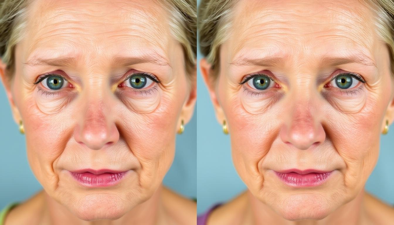 Before and after photos showing LLLT results for facial wrinkles and skin texture Before and after photos showing LLLT results for facial wrinkles and skin texture