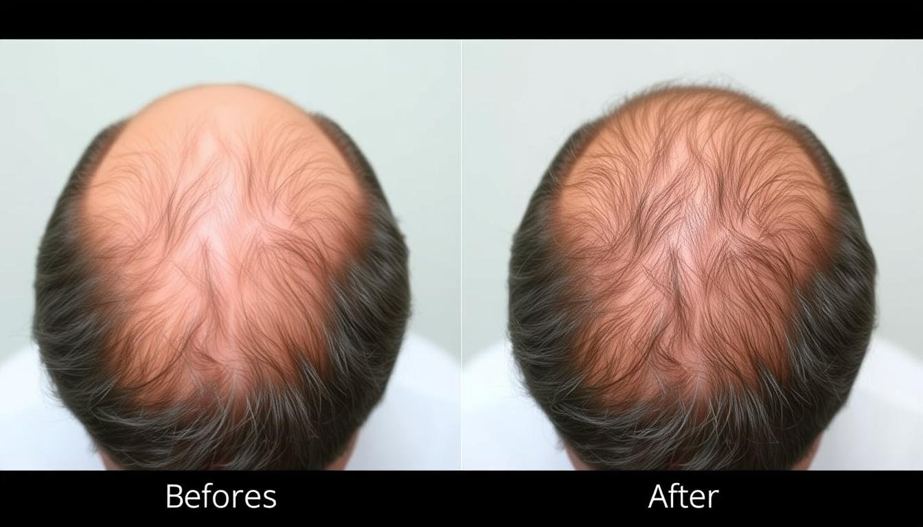 Before and after results of LLLT laser cap treatment