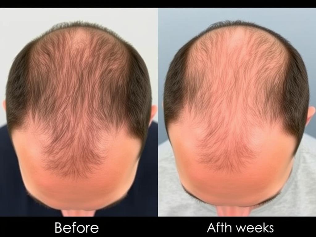 Before and after results of MAIKONG LLLT Helmet after 16 weeks