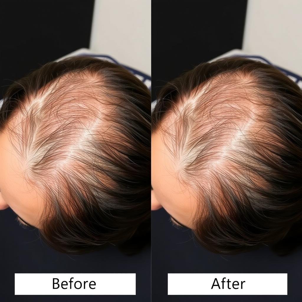 Before and after results showing crown regrowth