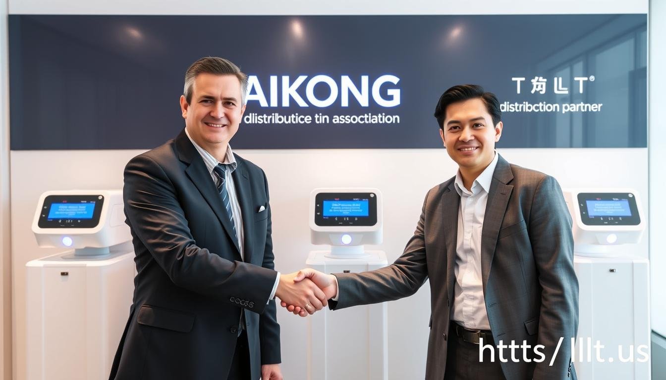 Business partners shaking hands with MAIKONG products Business partners shaking hands with MAIKONG products