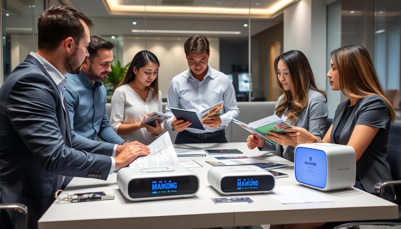 Business people discussing MAIKONG distribution opportunity