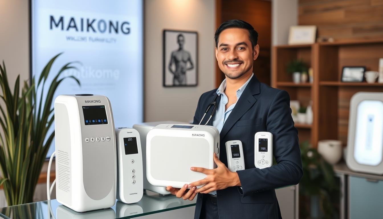 Business professional displaying MAIKONG LLLT devices