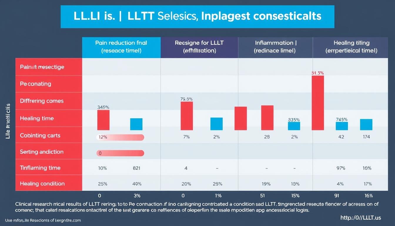 Clinical research chart showing the various Benefits of LLLT across different medical conditions
