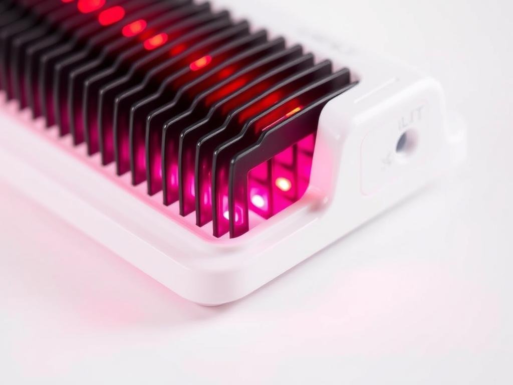 Close-up of LLLT Comb showing laser diodes and comb structure
