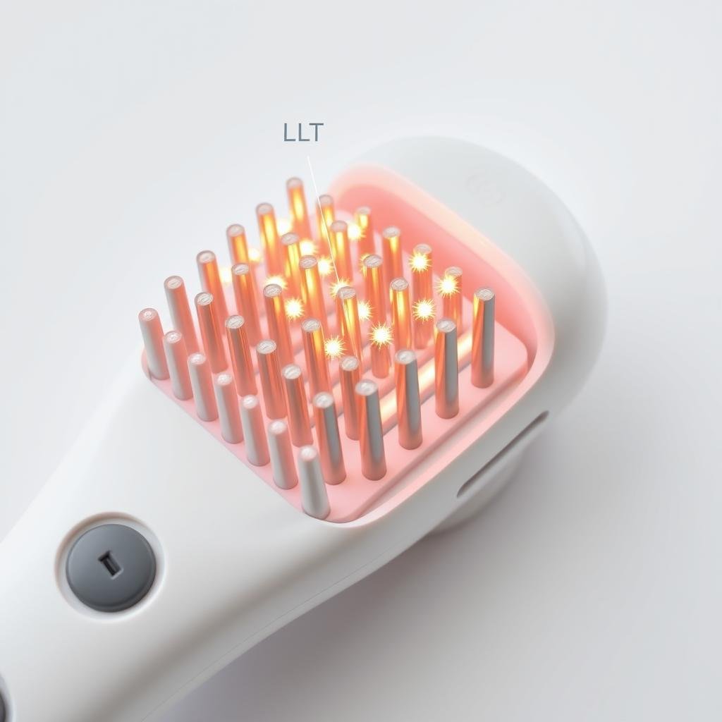 Close-up of an LLLT Comb showing the laser diodes and comb structure