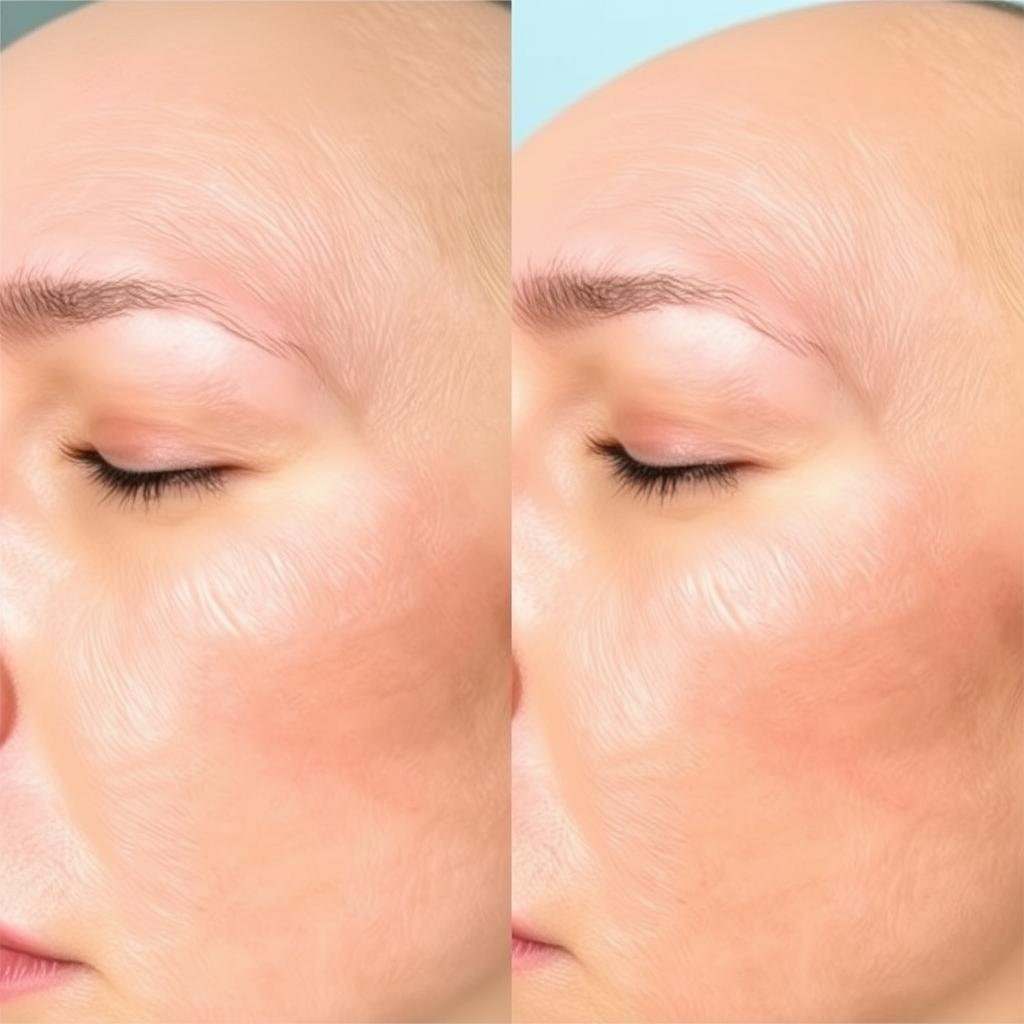 Close-up of skin showing before and after LLLT treatment Close-up of skin showing before and after LLLT treatment