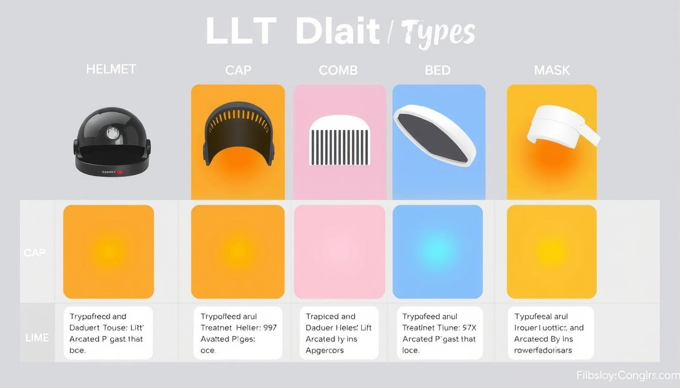Comparison of different LLLT device types showing their relative coverage and application