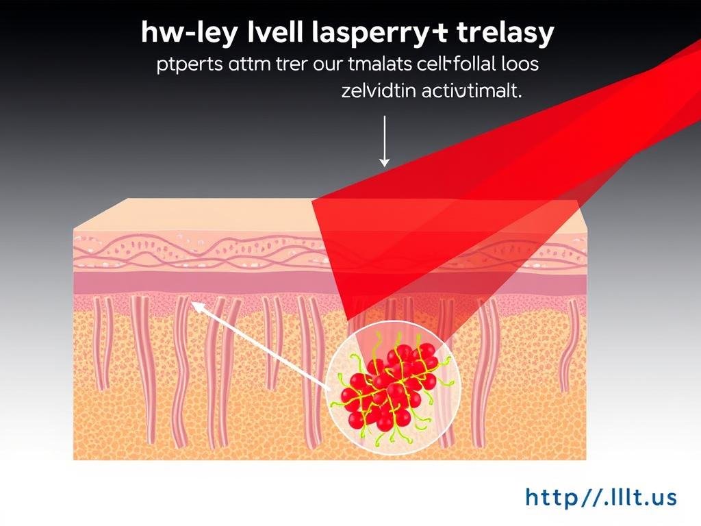Diagram showing how LLLT Comb technology works on hair follicles