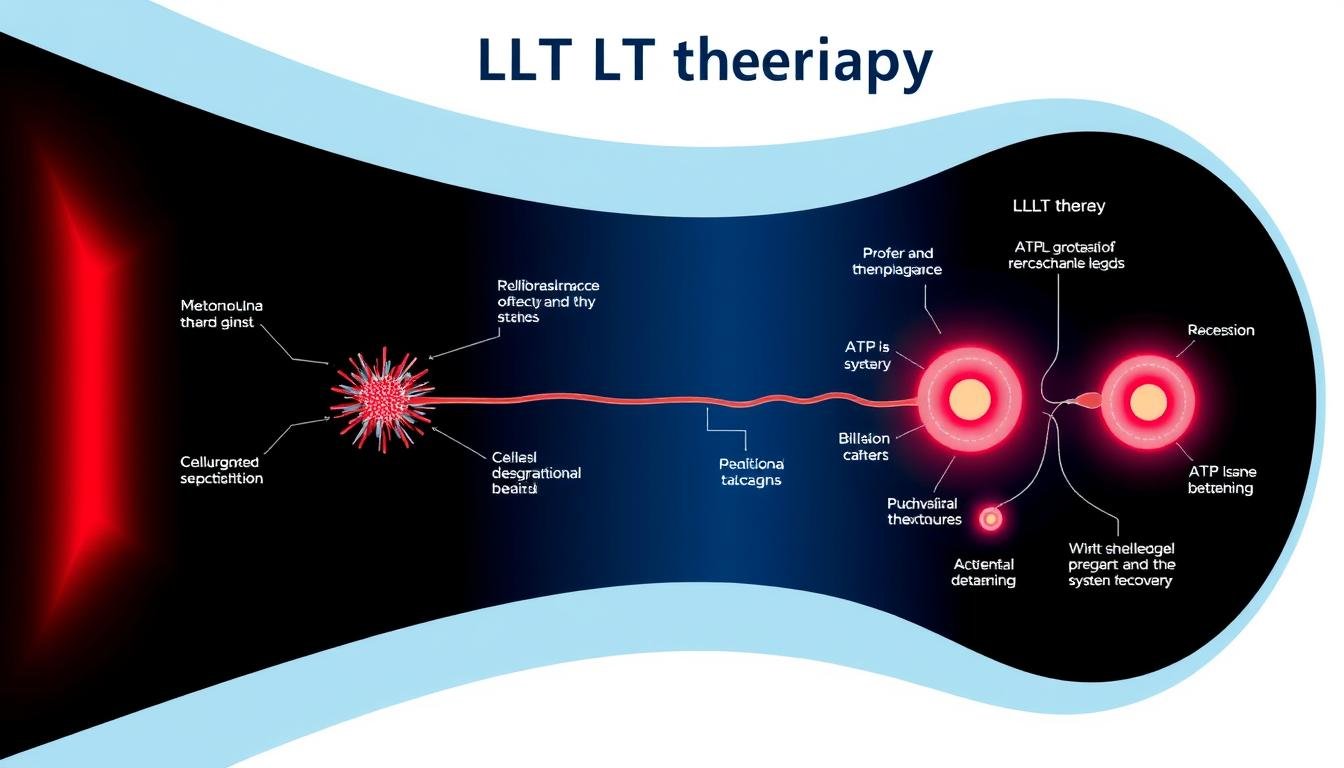 Diagram showing how LLLT affects cellular metabolism