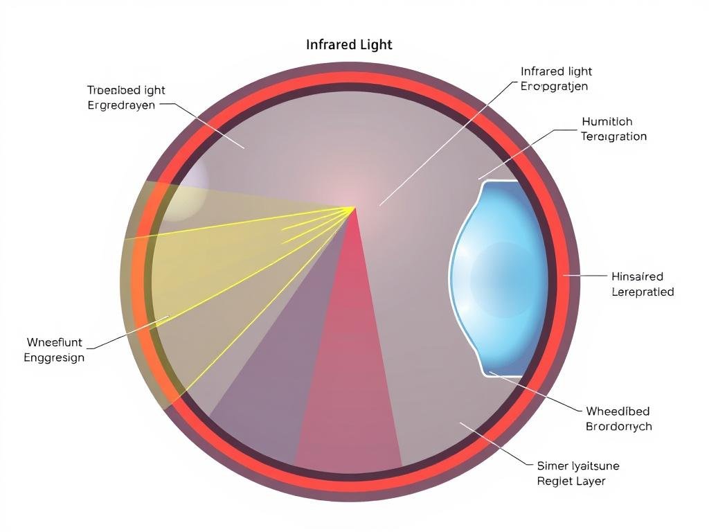 Diagram showing how infrared LLLT penetrates eye tissue
