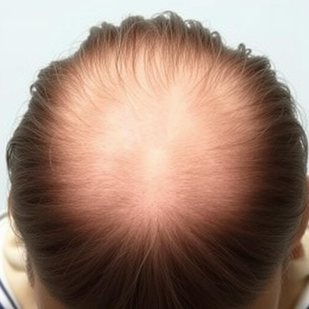 Female user before LLLT treatment for hair thinning