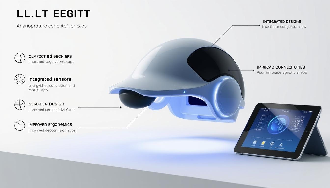 Futuristic LLLT cap design with advanced features and connectivity