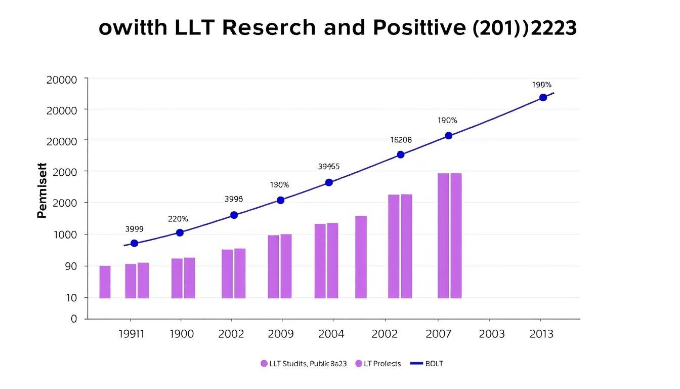 Graph showing increasing number of published LLLT studies and their positive outcomes over time