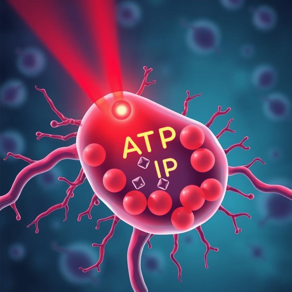 Illustration of increased ATP production in mitochondria