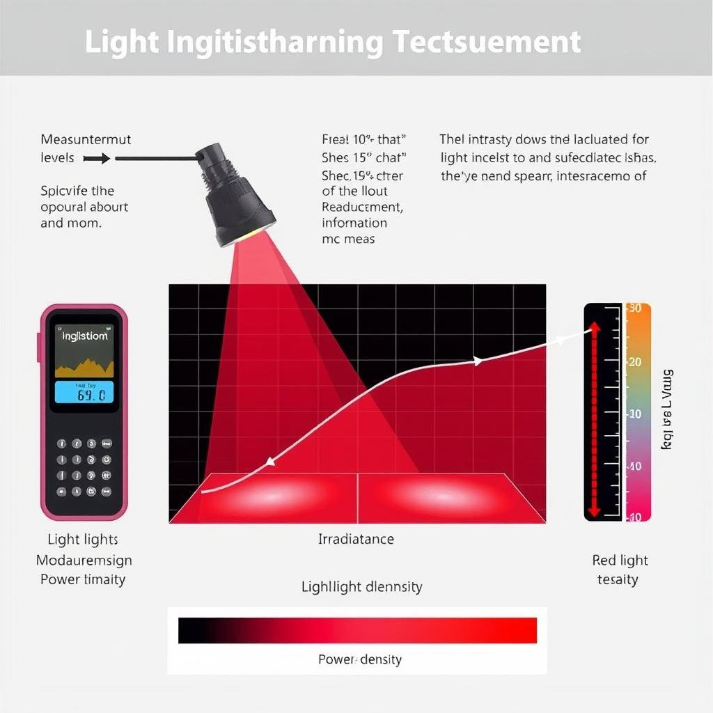 Illustration showing light intensity measurement for red light therapy