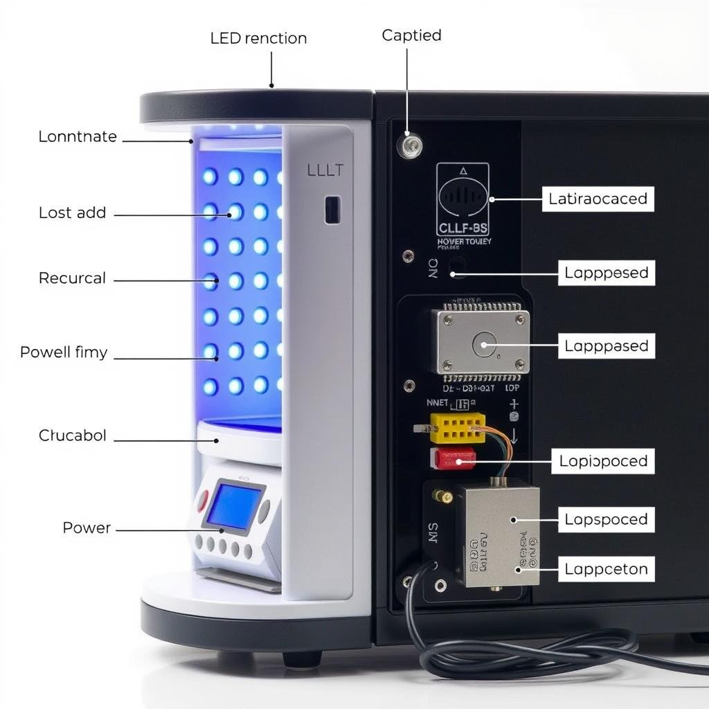 LLLT Home Device components and parts labeled LLLT Home Device components and parts labeled