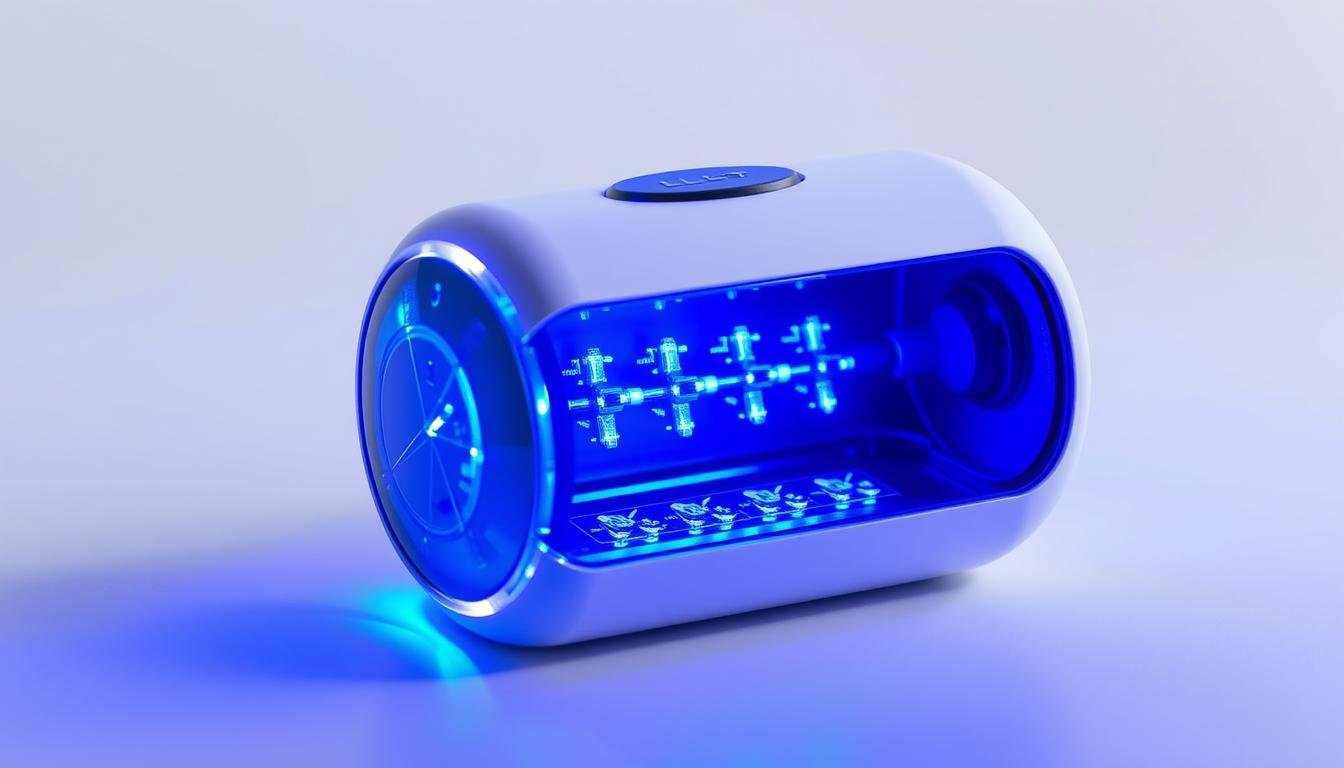 LLLT cap device showing internal laser diode arrangement and technology components