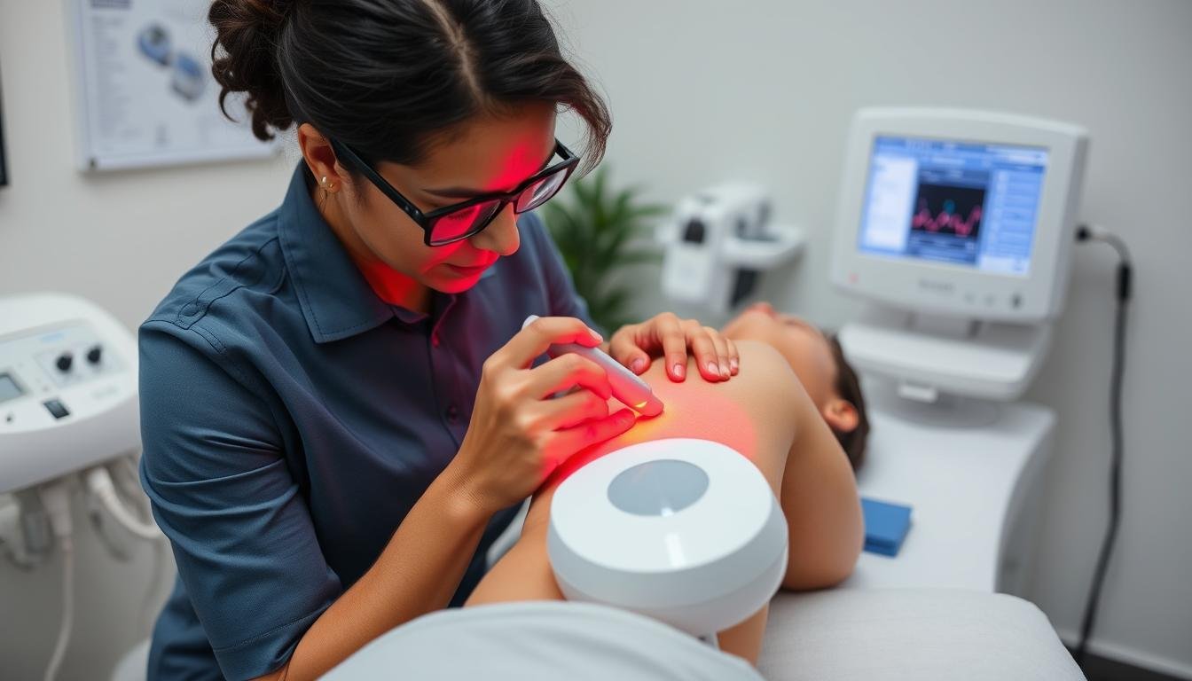 LLLT device being used in a clinical setting LLLT device being used in a clinical setting