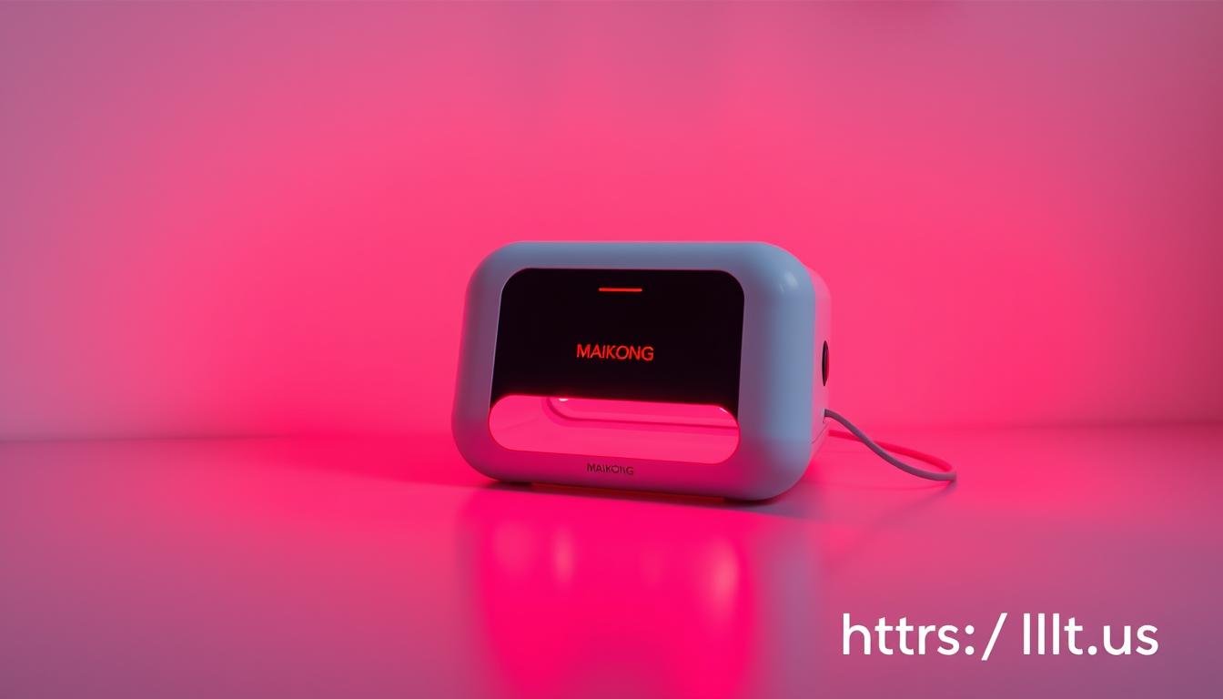 LLLT home device emitting red light during therapy session