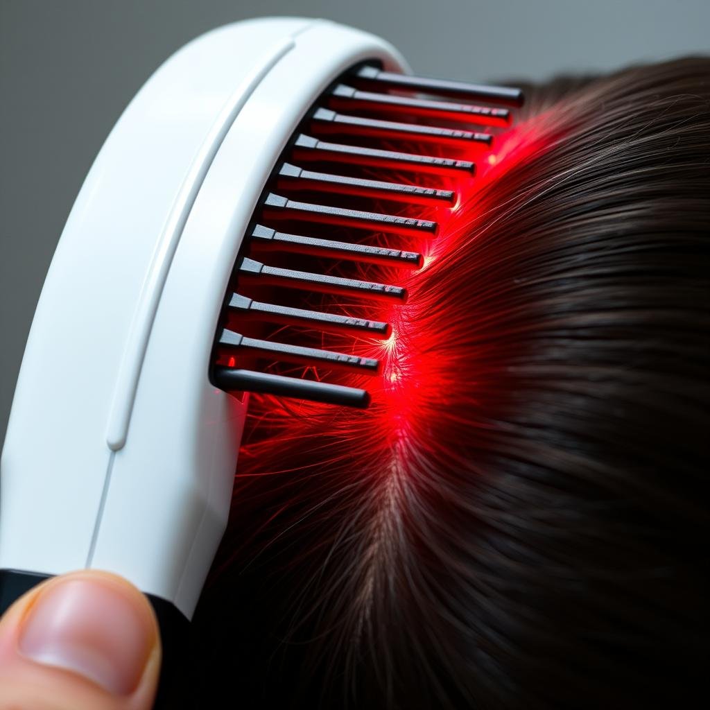LLLT laser comb being used on scalp