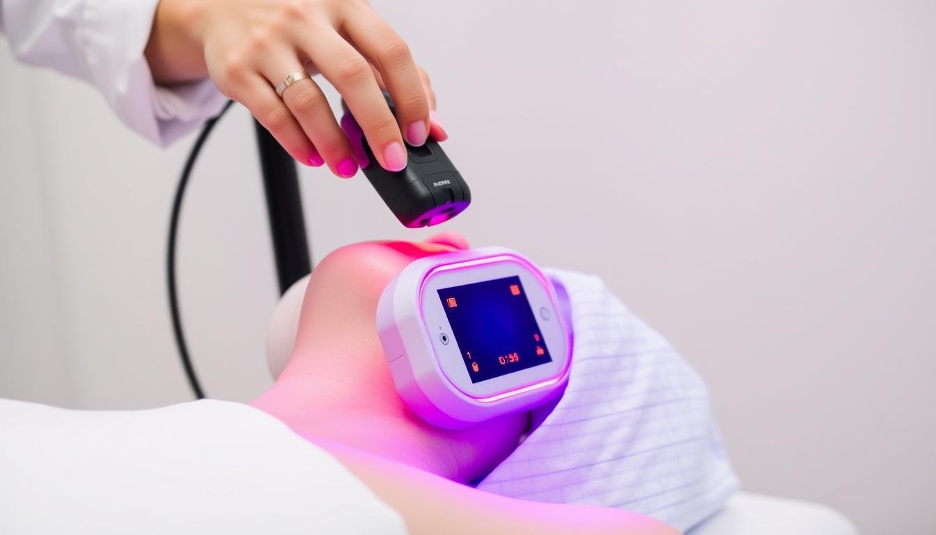 LLLT laser therapy device showing red light application