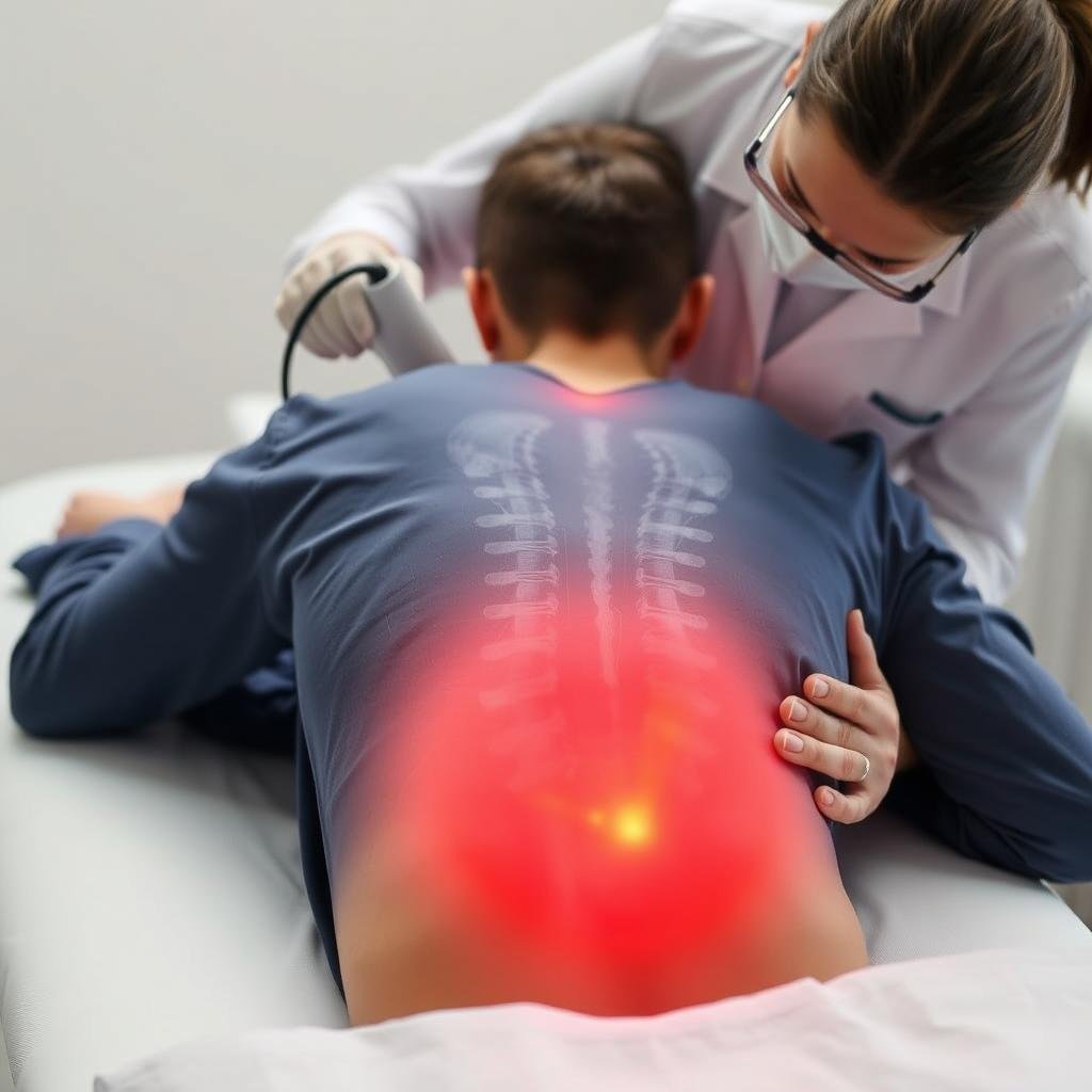 LLLT therapy being applied to patient with back pain