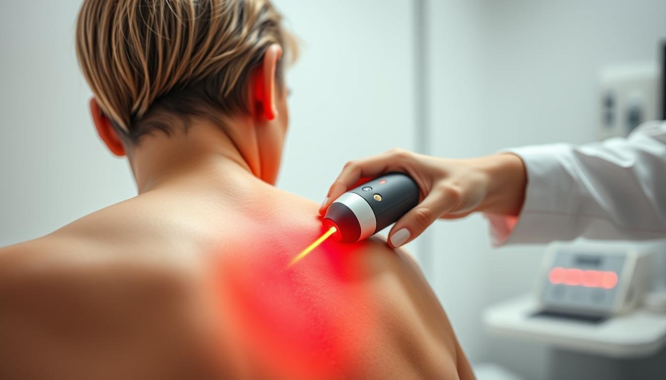 LLLT therapy device emitting red light for pain treatment