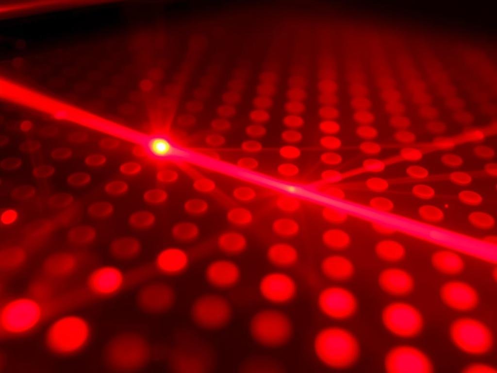 Laser diode array in an LLLT device showing focused beam pattern