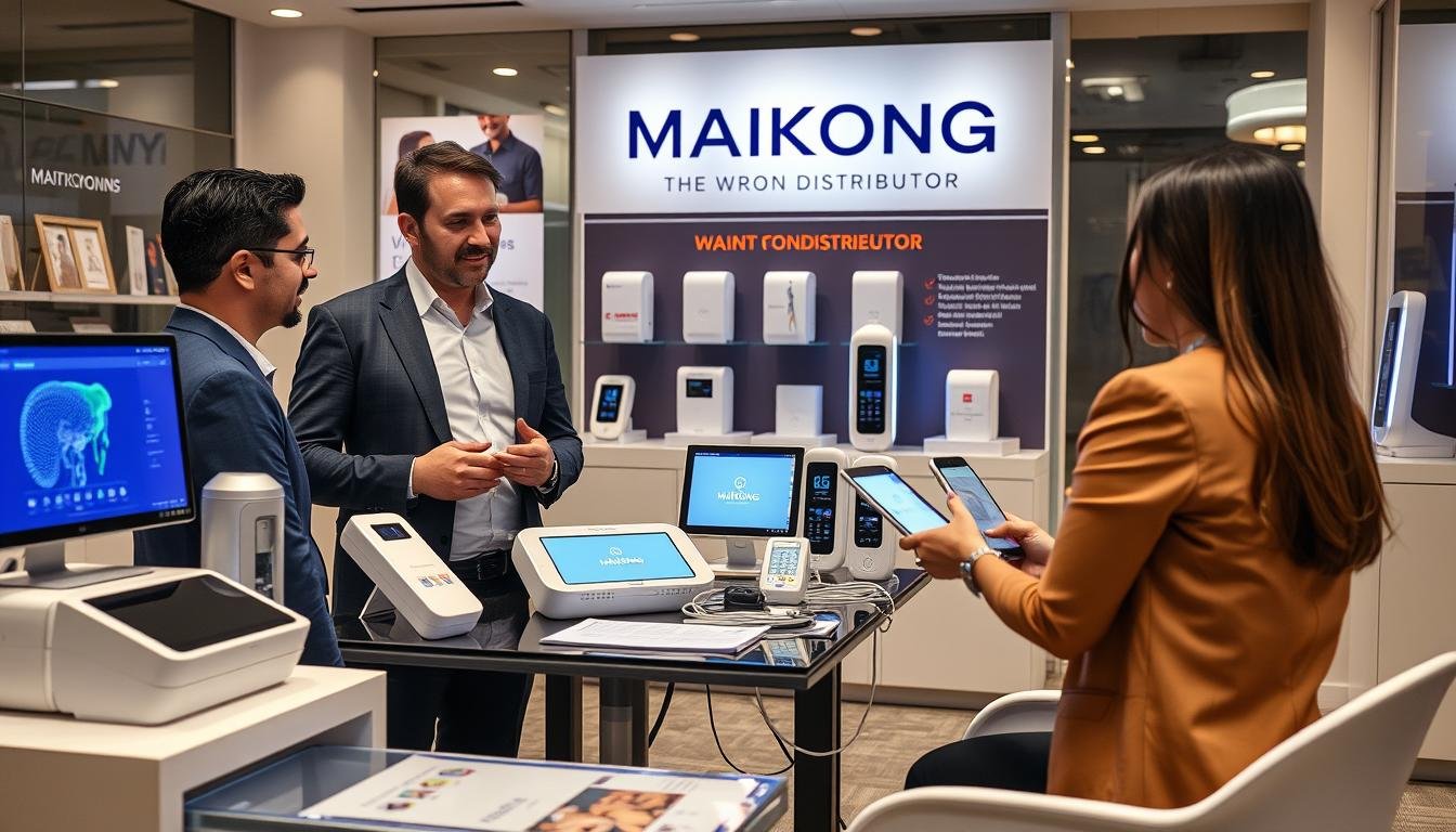 MAIKONG distributor showcasing LLLT devices to clients