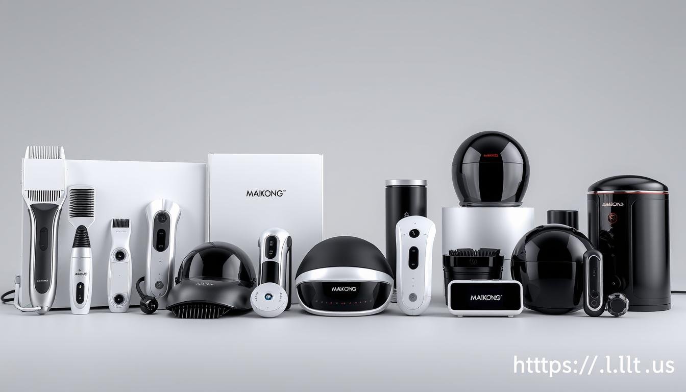 MAIKONG's complete line of LLLT devices including laser combs, caps, and helmets