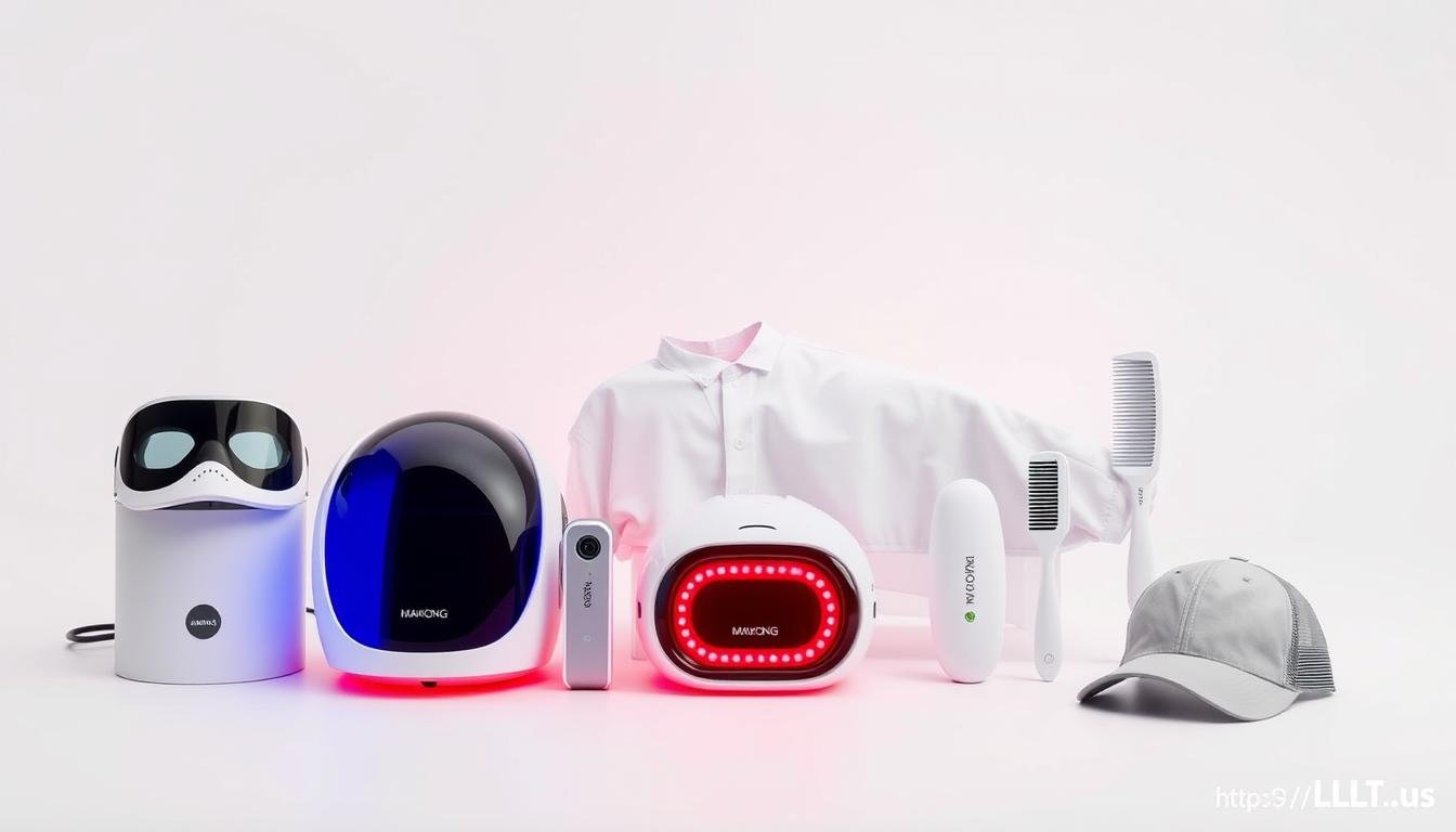 MAIKONG's range of LLLT devices including masks, beds, and handheld units