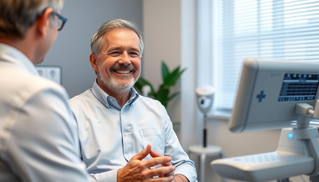 Man experiencing positive results from LLLT therapy with minimal side effects