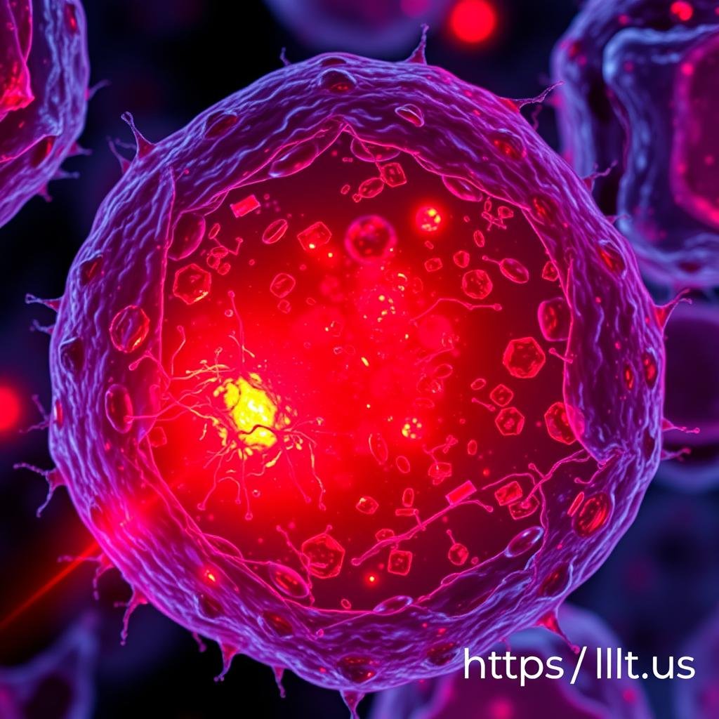 Microscopic view of cellular response to LLLT showing the Benefits of LLLT at mitochondrial level