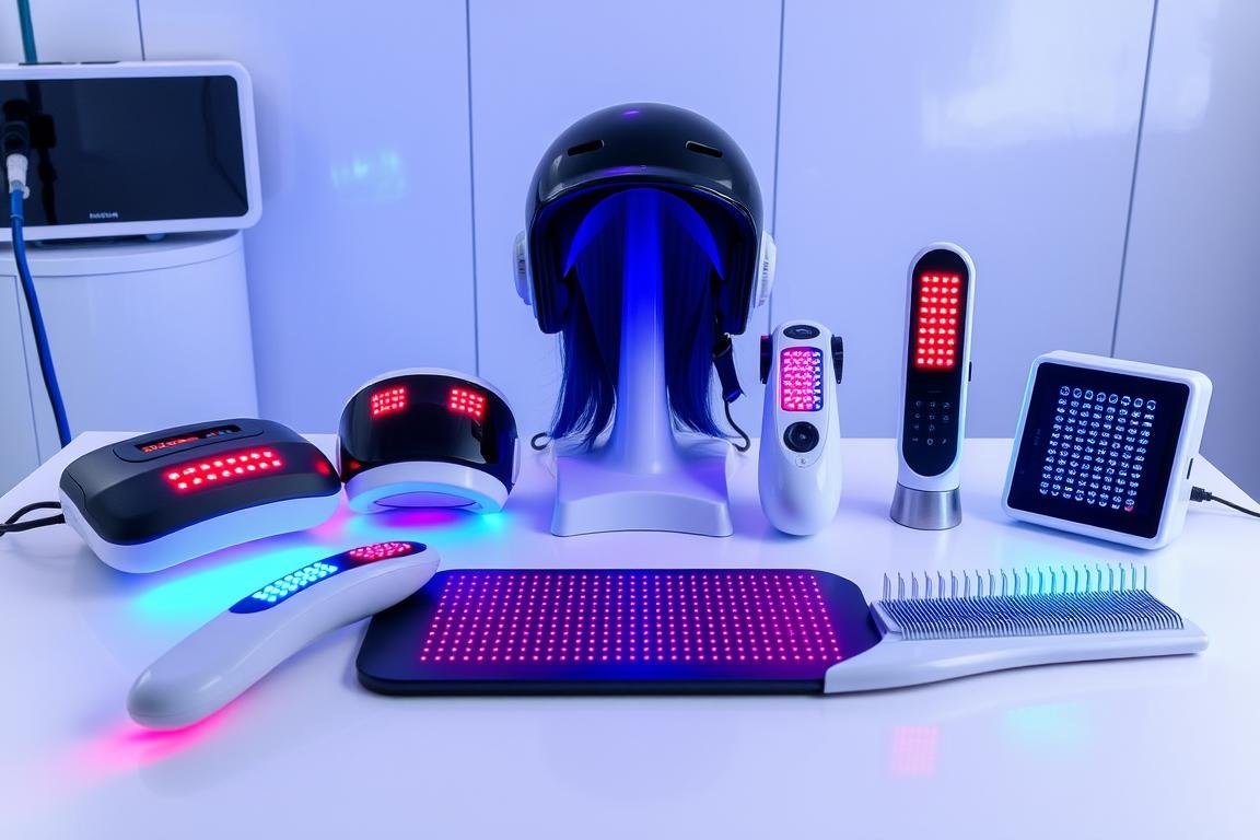 Multiple LED LLLT devices showing applications for different body areas and conditions