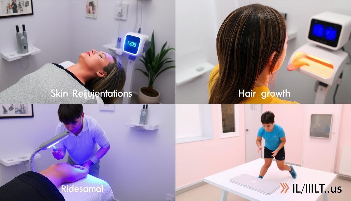 Multiple LLLT Device treatment applications being performed in a wellness center