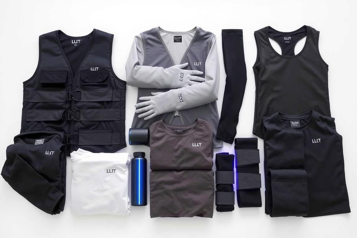 Multiple LLLT clothing items including vest, sleeve and leg wraps