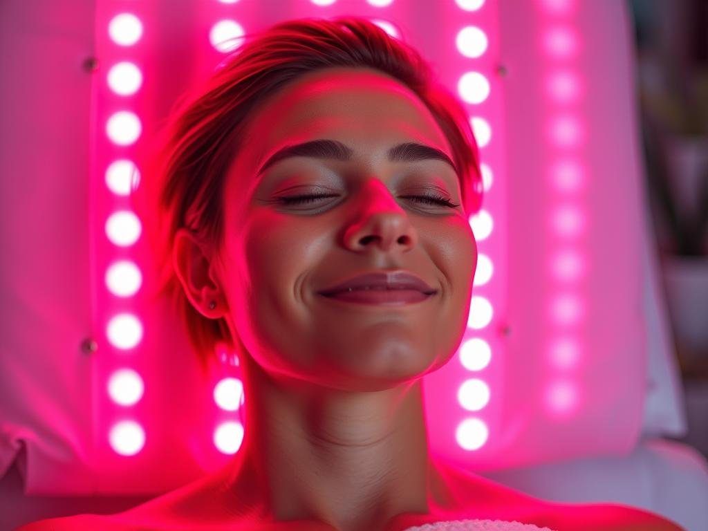 Person experiencing improved wellness from red light therapy