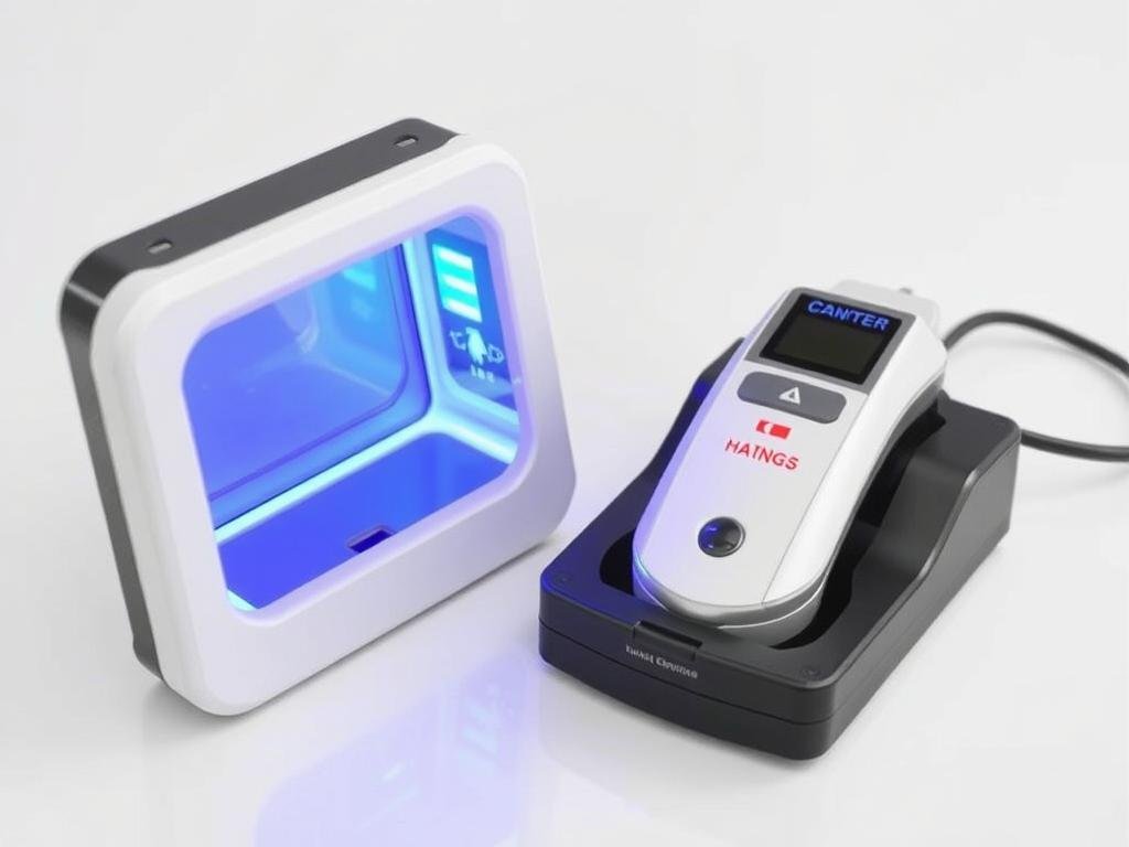 Portable LLLT device with charging station