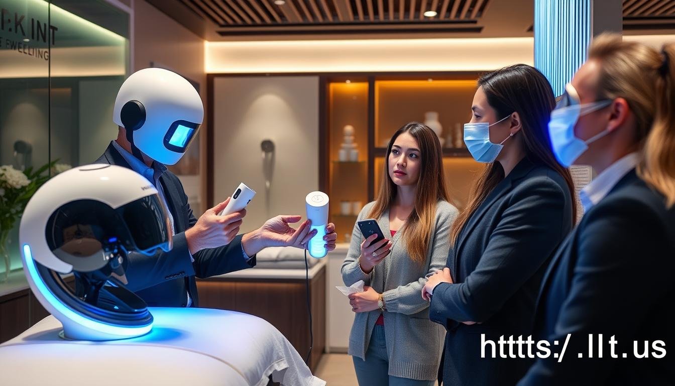 Professional MAIKONG distributor showcasing LLLT devices to clients Professional MAIKONG distributor showcasing LLLT devices to clients