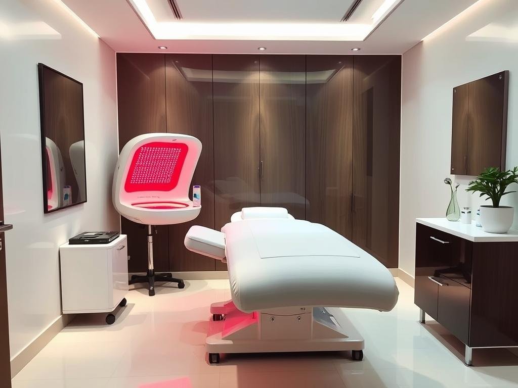 Professional clinic with red light therapy bed installation
