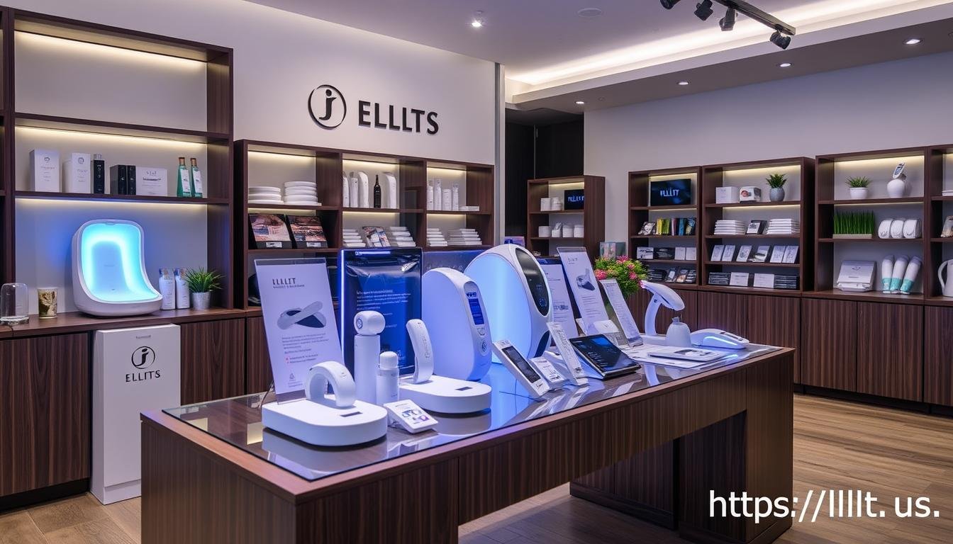 Retail display of LLLT Home Device products in a wellness store Retail display of LLLT Home Device products in a wellness store