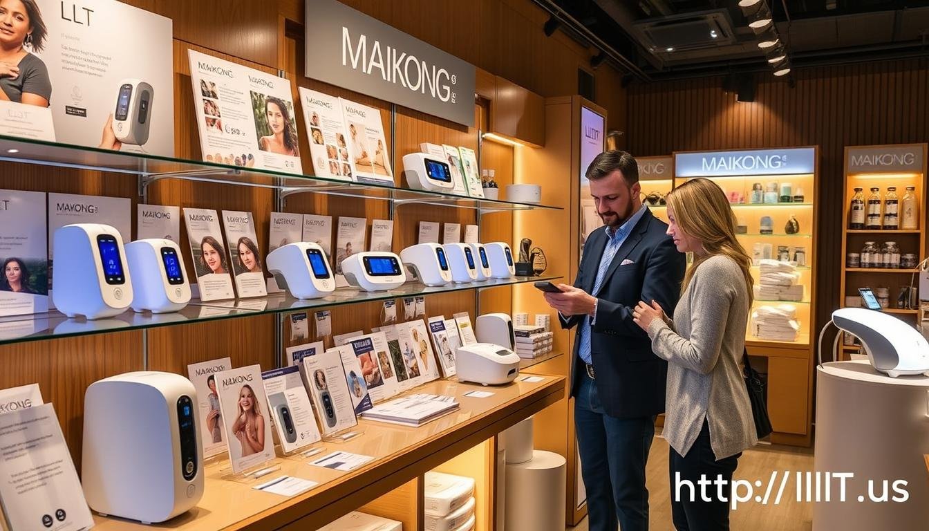 Retail display of MAIKONG LLLT devices Retail display of MAIKONG LLLT devices