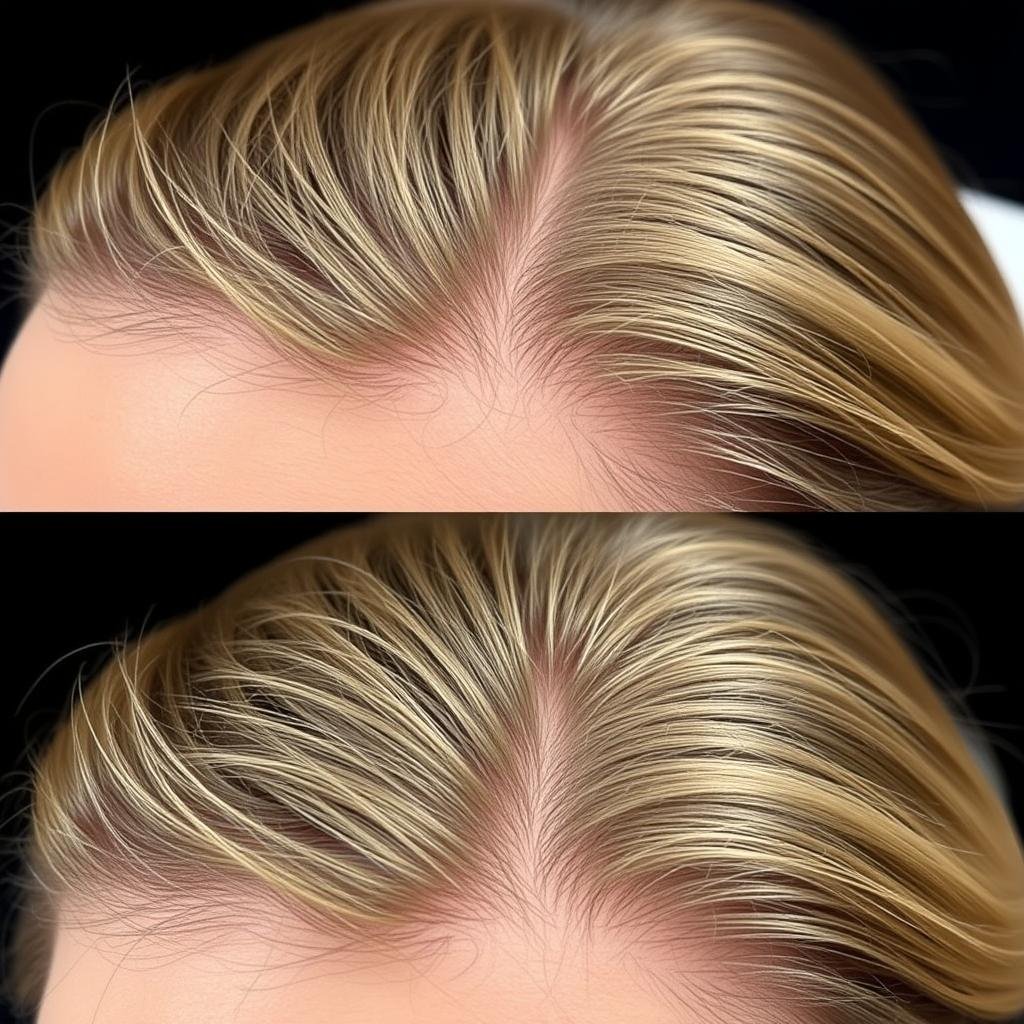 Same female user after 4 months of LLLT treatment showing improved hair density