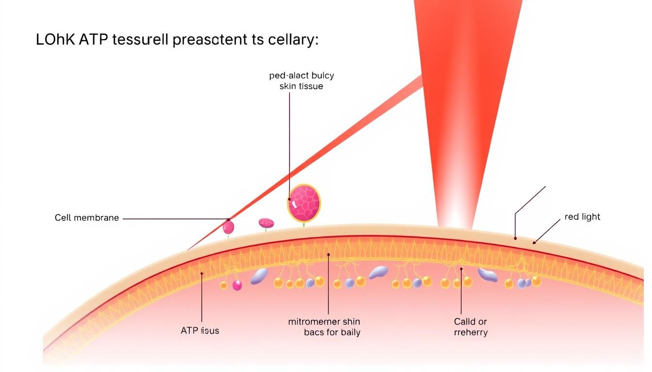 Scientific diagram showing how LLLT devices work at the cellular level