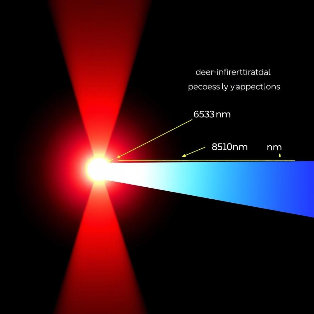 Spectrum chart showing different red light therapy wavelengths and their penetration depths