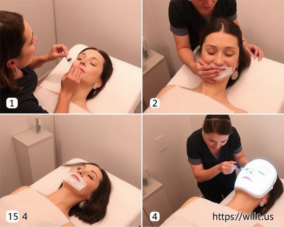 Step-by-step LLLT Mask application by a skin professional