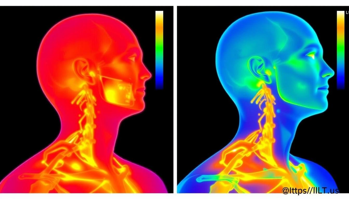 Thermal imaging showing reduced inflammation after LLLT treatment